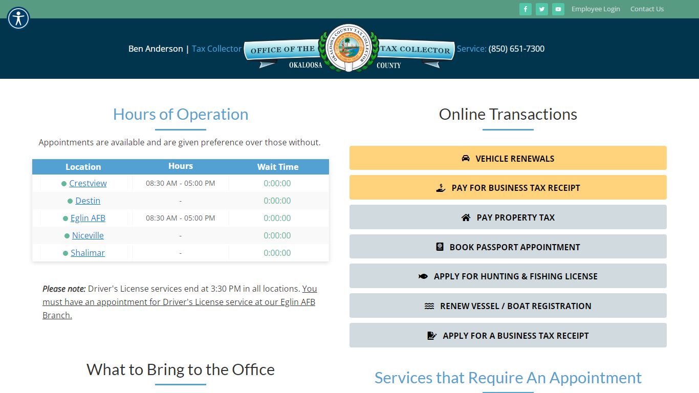 Okaloosa County Tax Collector – Official Site – Serving You